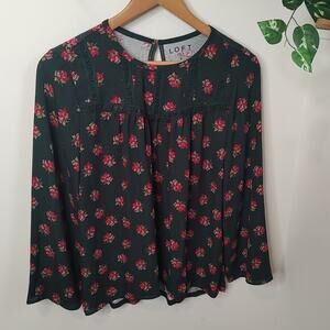 LOFT Rosebud Peasant Top Size Small